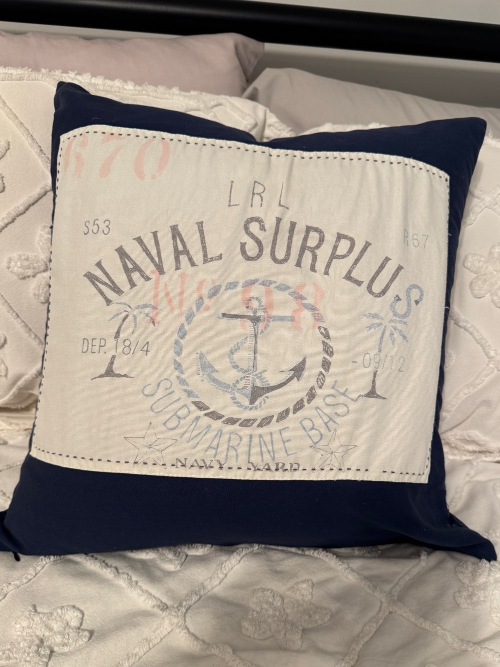 LRL Nautical Anchor Decorative Pillow Cover - Naval Surplus Print
